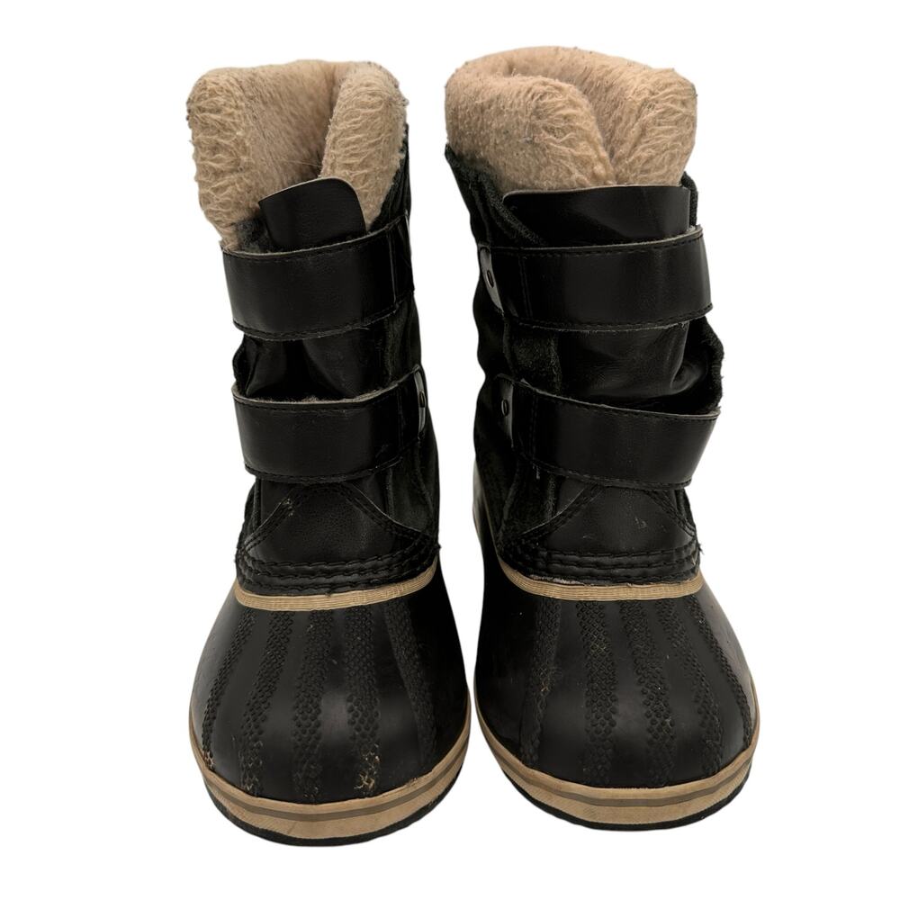 Sorel Youth Pac Strap Black Suede Waterproof Snow Boots Size 11 - Picture 3 of 8